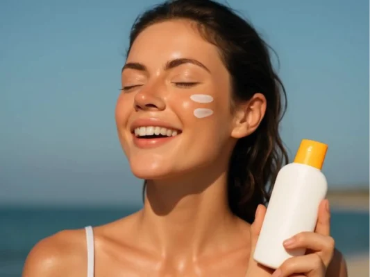 a woman washing her face